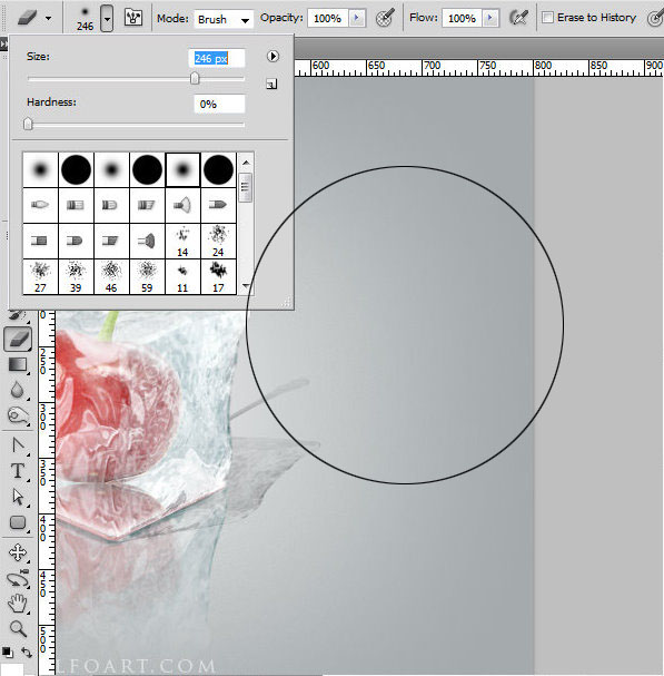 Ice cube 3D photoshop tools tutorial. 3D scene ice cube and cherry inside, ice txture effect in photoshop, ice reflection, 3D rendering, 3D light effects, realistic ice effectt, winterphotoshop  ideas